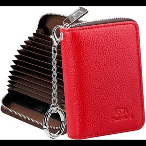Card Wallet, Zipper Card Cases Holder for Women, RFID Blocking, Key Chain